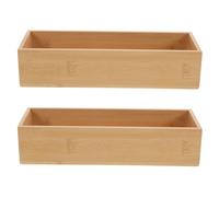 TINEASUR 2pcs Small Bamboo Storage Boxes without Lid, Wooden Organizer for Home Sundries, Makeup and Jewelry Display, Desktop Craft Storage Containers