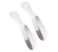 TINEASUR 2Pcs Stainless Steel Shoehorns Smooth Polished Handheld Shoe Lifters for Seniors Pregnant Women Comfortable Foot Heel Fit Auxiliary Tool