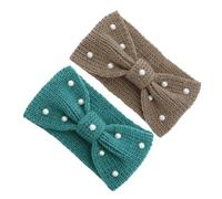 TINEASUR 2pcs Warm Knit Headband Bowknot Crochet Ear Warmers for Women Elegant Turban Style Hair Accessory for Cold Weather and Special Occasions