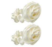 TINEASUR 2pcs Women's Hair Bands Flower Large Dot Hair Ropes Rose Shape Satin Cloth Elastic Easy to Clean Retro Stylish Accessories for Weddings and Sports