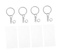 TINEASUR 30pcs Square Acrylic Keychain DIY Kit Key Ring Clip Tassel Keychain Multi-Functional
