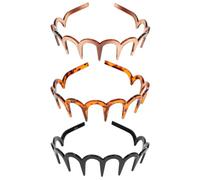 TINEASUR 3pcs Elastic Plastic Hairband Toothed Comb Headband 5.89x4.91x1.38 in Non-slip Design Flexible Hair Comb for Women Men Sports