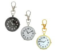 TINEASUR 3pcs Key Decor Pocket Watch Set with Buckle in Assorted Colours, Lightweight Zinc Alloy Key Chain with Large Dial, Convenient and Practical for Hanging on Bag Or Nurse's Week