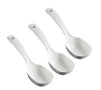 TINEASUR 3pcs Large Metal Ladle Spoon Set Multipurpose Household Soup Ladle with Long Handle Comfortable to Hold White Pp Material for Kitchen Serving and Dining