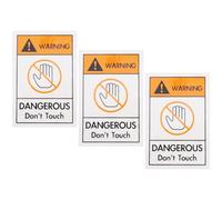 TINEASUR 3pcs Not Touch Sign Stickers Warning Sticker Pvc Material Assorted Color Pattern Warn People to Stay Away from Dangerous Equipment for Equipment Factories