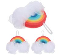 TINEASUR 3pcs Rainbow Bath Sponge for Pu Sponge Material Soft and Sturdy for Delicate Skin for Bathing and Dead Skin Removal