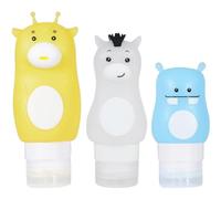 TINEASUR 3pcs Refillable Silicone Squeeze Bottles Compact Small Food Containers for Travel Trips with Deer Horse and Hippo Shapes