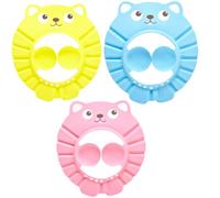 TINEASUR 3pcs Shampoo Hat Set with Fast Diversion and Freely Adjustable Clasp, Eva Material Bath Caps in Bright Colours with Cartoon Patterns, for Bath Time