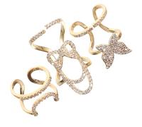 TINEASUR 3pcs Women’s Zircon Fingernail Rings Set with Detachable Nail Tips Light Kc Gold Plated Nail Art Jewelry for Acrylic Decorative Finger Rings for Costume and Party Use