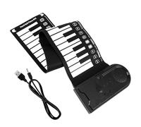 TINEASUR 49-key Portable Electronic Piano Keyboard for Beginners, Foldable Roll-up Music Instrument with Built-in Speaker, Volume Adjustable, Lightweight Black Design for Travel and Home