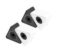 TINEASUR 4Pcs ABS Triangular Microphone Logo Flags, Microphone Protector Stand for Reporters, Professional Interview Mic Station Accessories, White and Black Triangular Markers for Studio