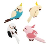 TINEASUR 4pcs Assorted Colour PVC Wall Hooks Bird Shaped Decorative Sticky Hooks Multi-Functional and Convenient to Use for Home Storage and Organisation
