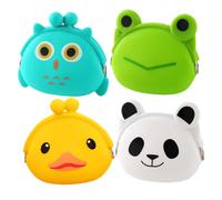 TINEASUR 4pcs Cartoon Silicone Coin Bags for Boy Girl Durable and Compact Earphone Pouches Random Styles for Coins Keys and Accessories Storage