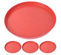 TINEASUR 4pcs Chicken Feed Container Plate Poultry Food Dispenser for Poultry Farmers 13.76x13.76x0.98in Plastic round Tray with Non-slip Bottom Convenient Feeding for Chicks and Quail