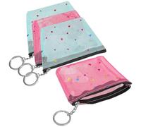 TINEASUR 4pcs Coin Purses for Women Small Change Wallets with Zipper PVC Material Ultra-Thin Retro Flower Prints Pattern for Little and Ladies Random Color