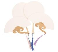 TINEASUR 4Pcs DIY Paper Fans Mini Blank White Handheld Fans for Painting Graffiti Performance Stage Cosplay Home Decoration with Random Tassels Random Color