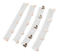 TINEASUR 4pcs Invisible Hair Combs Hair Fixer Comb 7.47x1.18x0.04in Zinc Alloy U Shape All-day Durability Styling Tool