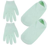 TINEASUR 4pcs Moisturizing Gel Socks and Gloves Set for Cracked Feet and Dry Hands, Washable Fabric Material, Black Colour, for Relaxation and Skin Hydration Random Color