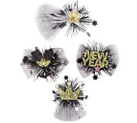 TINEASUR 4pcs New Year Hair Barrettes Set for Women and Daughters, Lightweight and Not Easy to Break, Mesh and Metal Material, for Spring Festival Role-playing Parties