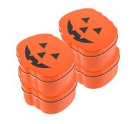 TINEASUR 4pcs Pumpkin Shaped Metal Storage Holder with Lids Halloween Candy Boxes Portable Decorative Candy Containers Unique Irregular Design for Party Treats and