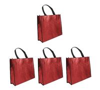 TINEASUR 4Pcs Reusable Gift Packing Bags Red Tote Bags with Handles Multipurpose Gift Wrapping Holders for Weddings Shopping and Picnic Use