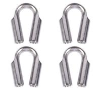 TINEASUR 4pcs Stainless Steel Wire Rope Thimble Heavy Duty Cable Fixing Thimble Silver Well Polished Reduces Abrasion for Fixing and Protection of Steel Wire Ropes