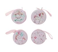 TINEASUR 4pcs Unicorn Coin Purse Earphone Carry Case Small Change Pocket Tinplate Storage Bag for Travel Electronics Accessories