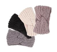 TINEASUR 4pcs Warm Knitted Wool Headband Women Men Boys Hair Ribbons Ear Protection Fashion