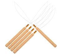 TINEASUR 5 Pieces Macrame Beaded Threading Tools with Wooden Handles 21cm DIY Bead Stringing Accessories for Bracelet Making and Craft Sewing