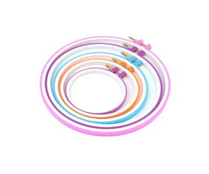 TINEASUR 5pc Cross Stitch Hoop Set with Adjustable Screws Made of Sturdy Pp Plastic for Crafts and Needle Arts Embroidery Accessories Tool Combination of Large, Medium and Random Color