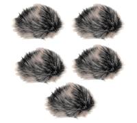 TINEASUR 5pcs Black Furry Microphone Windproof Cover with Noise Reduction and Windproof Design, Made of Imitation Rabbit, for Professional Use and Public Speaking