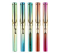 TINEASUR 5pcs Calligraphy Pen Fountain Pen 5.5x0.8x1.0inch Smooth Writing Refillable Plastic Metal Design with Ink Sacs for Students Calligraphy Practice