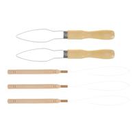 TINEASUR 5pcs DIY Bead Needles Sewing Bead Threader Wooden Metal Embroidery Threader Easy to Use Time Saver Creating Fringe at Home