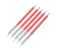 TINEASUR 5pcs Double-ended Nail Art Dotting Pens with Silicone Tips Pink Manicure Brush Pen Set for Gel Painting and Nail Gems Decorating Tool for Professional Artists and Diy Art