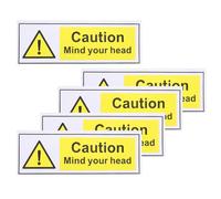 TINEASUR 5pcs Strong Adhesive Mind Your Head Safety Warning Stickers Oil Proof Pp Material for Industrial Equipment and Glass Surfaces, for Pub Sign Decor and Bar Wall Caution
