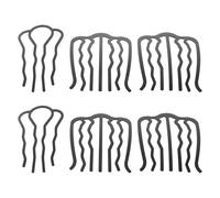 TINEASUR 6pcs Black Metal Hair Side Combs for Women U-shape Wave Shaped Hair Fork Clips with Strong Hold for Office