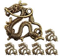 TINEASUR 6pcs Brass Dragon Keychain Charms Set, Solid Copper 3d Chinese Long-whiskered Dragon Pendants for DIY Jewelry Making, Hanging Decor Suitable for Crafting and Key Rings