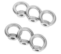 TINEASUR 6pcs M8 304 Stainless Steel Ring Nuts Threaded Eye Nuts Heavy Duty Tie down Rings for Lifting and Marine Use with Hand-tightening Design