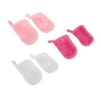 TINEASUR 6Pcs Microfiber Facial Cleaning Gloves Set for Women, Exfoliating Washable Makeup Remover Mitts White, Rose Red, and Pink Colors, Reusable Face Cleansing Tools for Travel and Daily