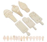TINEASUR 70Pcs Ice Cream Wood Ornament Blank Wooden Chip with Smooth Edges Safe for DIY Delicate Decorative Wood Slice Craft for Holiday and Boys and