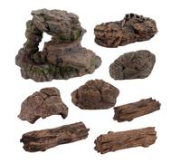 TINEASUR 8pcs Mini Landscape Model Set with Stone and Stump Ornaments, Sturdy Pvc Material, Not Easy to Deform, for Indoor Scene Play and Pretend Adventures