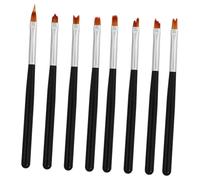 TINEASUR 8pcs Nail Art Brushes Set for Home Use and DIY Black Nylon Thin Brush for Creating Fishtail and Bowknot Designs Nail Art Accessories