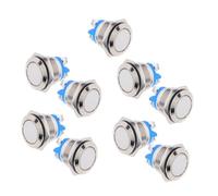 TINEASUR 9pcs Metal Push Button Switch Buttons Push for Truck Marine Starter Switch Automotive Starter to Start Flat Head Reset Silver Rubber