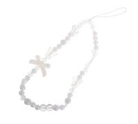 TINEASUR Artificial Pearl Bow Stylish Phone Pendant Phone Chain White with Beaded Strap Plastic Material Longterm Use and Antiloss Feature Fashionable Mobile for Keys and Small Items