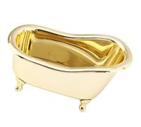 TINEASUR Bathtub Shaped Cosmetic Organizer Made of Lightweight Plastic with Golden Finish, Efficient Storage for Makeup Brushes and Cosmetics, for Office Or Dresser Use
