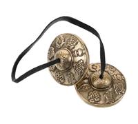 TINEASUR Brass Tibetan Tingsha Cymbals Pair with Eight Auspicious Symbols Handcrafted Meditation Chimes for Buddhist Mindfulness Yoga and Tai Chi Practice Random Style