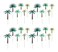 TINEASUR Cake Toppers with Wooden Felt Coconut Tree Design Hawaiian Theme 24pcs Creative Summer Party Decorations for Cake and Ice Cream, for Hawaii Themed the Sea Birthday