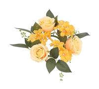 TINEASUR Candlestick Garland Wreaths for Indoors Peony Artificial Flowers Advent Wreath Ring Taper Candle Rings Green Decor Artificial Floral Candle Rings Kit Imitation Fabric Yellow