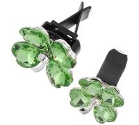 TINEASUR Car Vent Perfume Clips Alloy Acrylic Material, Versatile Compatibility 2pcs with Four Leaf Crystal Design and Aromatherapy Function, Stylish Green Car Diffuser