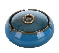 TINEASUR Ceramic Ashtray with Lid Home Tray Decor Large Capacity Funnel Shape Strong Textured Glaze Windproof Lid Prevents Ash from Flying Stylish Rustic Elegant Decorative Piece